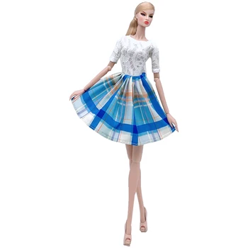 NK 1 комплект 30CM принцеса случайни карирана къса пола красива рокля церемония модни дрехи за кукла Барби аксесоари подарък играчка