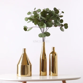 Nordic ins златна ваза керамика творчески дом мека декорация орнаменти галванопластика занаятчийски цвете аранжировка ваза