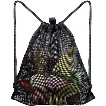 Portable Mesh шнур раница чанти многофункционални вентилирани чанта за футболна топка фитнес спортно оборудване съхранение плажни играчки