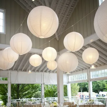 Pretty 1pc Бял водоустойчив платнен фенер Дейности на открито Фестивални консумативи за сватбено коледно парти декор висящи топки