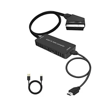 Scart към HDMI-конвертор аудио конвертор видео кабелна кутия адаптер поддържа 1080P HD адаптер за преобразуване