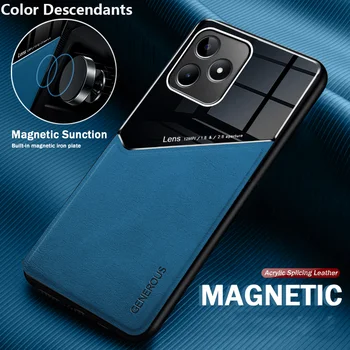 Sumsung S22 Ultra Case кожен акрилен защитен телефон капак за Samsung Galaxy S22Ultra S 22 Plus 5G кола магнитен държач Coque