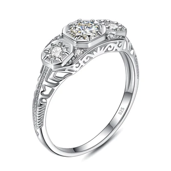 Szjinao 3 камък D цвят VVS1 Moissanite пръстен за жена 925 стерлинги сребро сватба годеж бяло злато цвят фини бижута