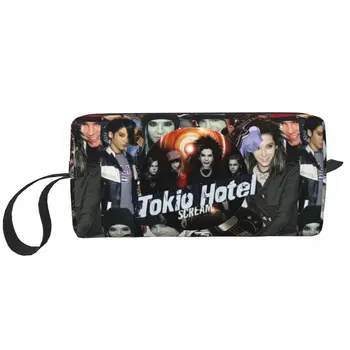 Tokio Hotel Collage козметична чанта жени грим чанти немски рок пътуване цип тоалетна чанта организатор чанта за съхранение