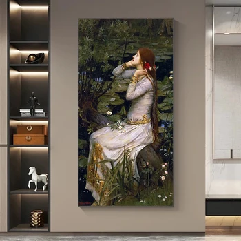 William Waterhouse《Ophelia,1894》Canvas Painting World Famous Artwork Poster Wall Art Picture Decor Modern Home Decoration
