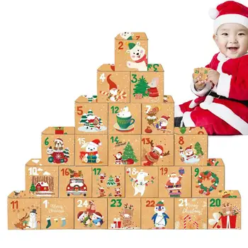Адвент календари Коледа отброява за деца DIY подарък кутия Създайте коледна атмосфера Просто сгънете кутията за училищно парти