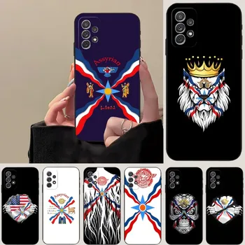Асирийски флаг телефон случай за Samsung A53 A52 A51 A12 A50 A33 A13 A22 A31 A40 A03S A32 A21 A81 A42 силиконов черен капак