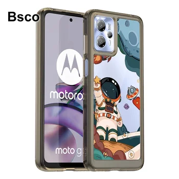 Астронавт стил прозрачен мек TPU броня телефон случай за Motorola Moto G23 G13 4G удароустойчив твърд заден капак