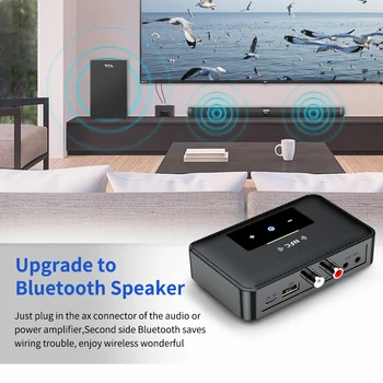 Безжичен Bluetooth 5.0 приемник 3.5mm Aux Nfc към 2 Rca сензорен екран 2 в 1 Bluetooth хендсфри аксесоари за кола Автомобилно аудио