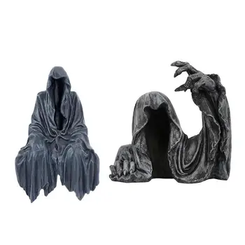 Безличен призрачен декор Черен мрачен жътвар статуя маса смола вълнуваща роба Nightcrawler маса статуя настолен ужас призрак фигурка