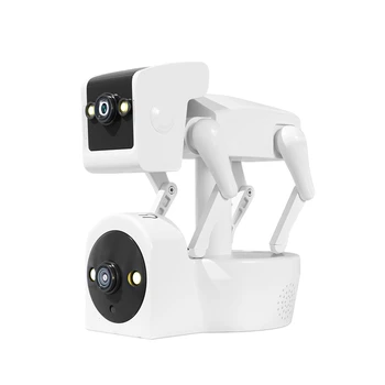 Бял робот куче камера пълноцветен PTZ IP куполна камера Yoosee APP AI хуманоидно откриване бебе монитор-ЕС щепсел