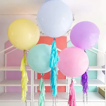 Гигантски хелий пастелни балони хартия пискюл гирлянд декорации рожден ден парти сватба годишнина стая балон стримери консумативи