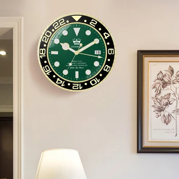 Голям зелен творчески тих стенен часовник Модерен дизайн Детски стенен часовник Silent Creative Living Room Wandklok Декорация на дома