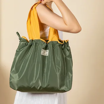 Голям шнур Екологичен супермаркет пазарска чанта Мода рамо чанта сгъваема преносима пазарска чанта за хранителни стоки