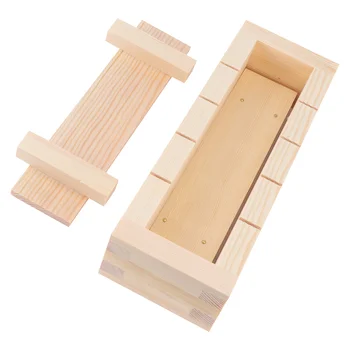 Дървена правоъгълна суши преса мухъл кутия суши вземане комплект DIY суши ориз ролкови форми суши кухня вземане инструменти (както е показано)