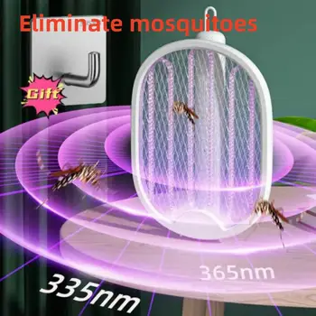 Електрически убиец на комари 2-в-1 капан за мухи Електрически комар Swatter USB акумулаторна ракета против комари Fly Zapper за дома