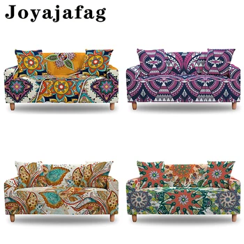 етнически дизайн еластичен диван покритие за хол миещ се участък диван протектор капак 1/2/3/4 Seater All-cover Slipcover