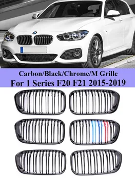 За BMW Серия 1 F20 F21 LCI 2015-2019 Решетка от въглеродни влакна Facelift радиатор Gloss Black Grill M Color Cover 120i 125i 135i 116i