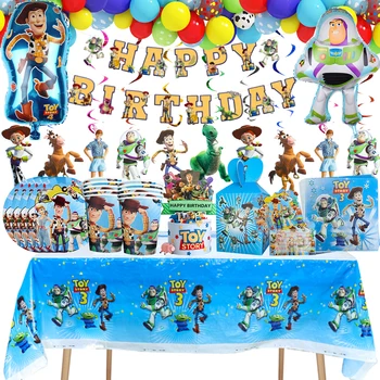 Играта на играчките Парти декорация за еднократна употреба Хартиена чаша Чиния Салфетка Балон Бебешки душ за деца Момчета Консумативи за рожден ден