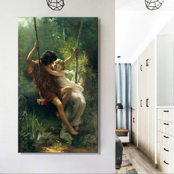 Известна картина Франция художник Пиер Огюст Кот пролетни плакати печат върху платно стена арт картини за хол декор