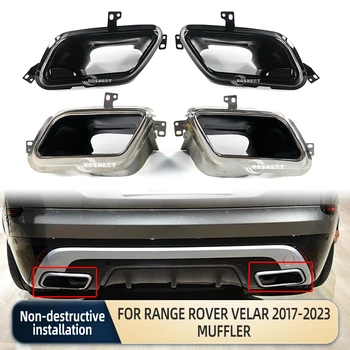 Изпускателна тръба квадратен ауспух опашка гърло тръба черно/сребро за 2017-2023 Land Rover Range Rover Velar Dymaic P380 HSE