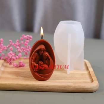 Католически Исус и Дева Мария Начало силиконова свещ мухъл DIY ръчно изработени ароматерапия мазилка занаяти епоксиден сапун вземане инструменти