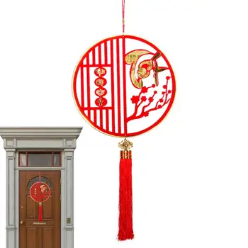 Китайска новогодишна украса Флокинг кърпа висящи 3D виетнамски дума китайски възел висулка за врата стена пролетен фестивал декор