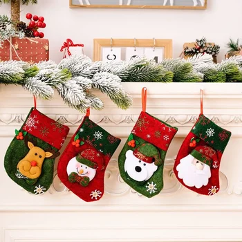 Коледа чорап мини чорапи Коледа дърво висящи декор Дядо Коледа бонбони подарък чанта за дома декор Нова година Navidad висулка