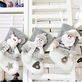 Коледен чорап Големи коледни подаръчни торбички Камина декорация чорапи Новогодишен държач за бонбони Декор за дома Лосове Снежен човек Дядо Коледа