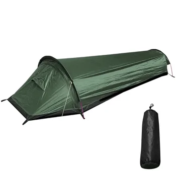 Къмпинг един човек палатка ултралек компактен открит спален чувал палатка по-голямо пространство водоустойчив раница палатка покритие туризъм
