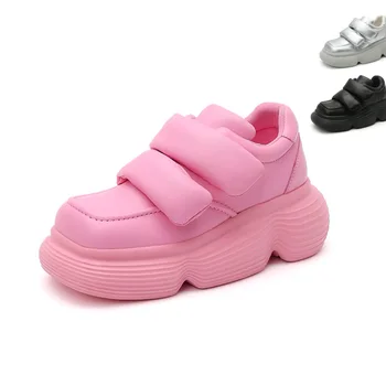 Луксозен розов сребърен буци платформа маратонки жена шик марка дизайн дебела подметка спортни обувки дами меки случайни пътуване Сапатос