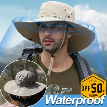 Лятна широка периферия Слънцезащита Риболовна шапка Дишаща къмпинг Туристически шапки Анти-UV шапка за слънце Шапки за алпинизъм Мъжка панамска шапка
