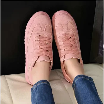 маратонки Дамски ежедневни обувки от естествена кожа с нисък покрив лек бял Розови обувки Дишащи пълзящи растения Платформени апартаменти Обувки 2020
