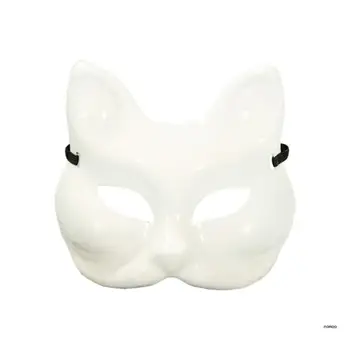 Маски Празни ръчно рисувани котешки маски Половин лице Cosplays DIY Cat маски за лице Хелоуин парти маскарад костюми маски