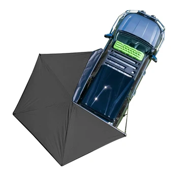Монтиран на превозното средство страничен балдахин Вентилаторна форма 270-градусова опора без крака Напълно автоматична сгъваема бързо отваряща се вентилаторна странична палатка за кола