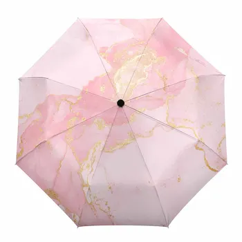 мрамор текстура мастило китайски стил розов автоматичен чадър за дъжд сгъваем чадър чадър осем нишка външни чадъри
