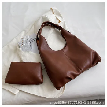 Нова дамска чанта стилна добра текстура плътен цвят чанта с едно рамо случайни модерни студентски клас пътник голяма пазарска чанта за жена