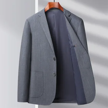 Ново пристигане Fahion пролетно палто светлина бизнес годни плътен цвят единични мъжки ежедневни костюм еластичен размер M L XL 2XL 3XL 4XL
