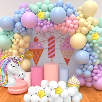 Ново пристигане еднорог тема рожден ден балон арка комплект за бебе душ сватба булчински душ детски ден парти декорации