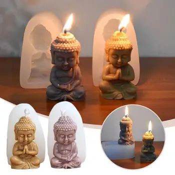 Песнопеене Буда Свещ Мухъл Татагата Буда Скулптура Свещник Форми Ароматни свещи Мазилка Занаяти Начало Подаръци