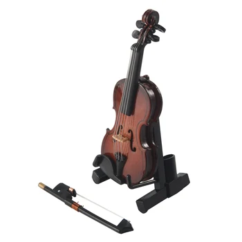 Подаръци цигулка музикален инструмент миниатюрна реплика с калъф, 8x3cm