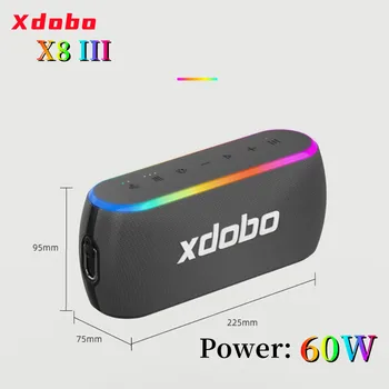 Портативен високоговорител XDOBO X8 III 60W безжичен Bluetooth високоговорител BT5.3 Power Bank EQ TWS тежък бас открит пътуване водоустойчив говорител
