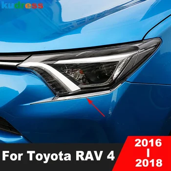 Предна светлина лампа за вежди Корица за Toyota RAV4 RAV 4 2016 2017 2018 Хром кола фарове клепач лента аксесоари