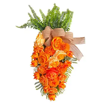 Пролетен венец Привличащи погледа дизайни на великденски венец Реалистична форма на морков с главата надолу Дървесни изкуствени цветни листа за почивка