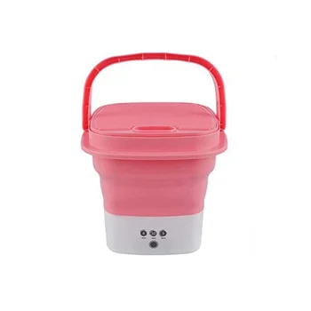 Розова пералня, мини сгъваема пералня Combo с малка сгъваема кошница за източване UK Plug