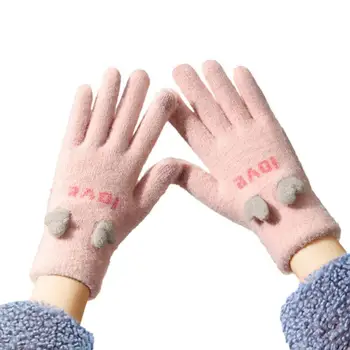 Ръкавици Сензорен екран Жени Дамски зимни ръкавици Без хлъзгане Сладък любов рога дизайн шофиране ръкавици студено време ръкавици против хлъзгане