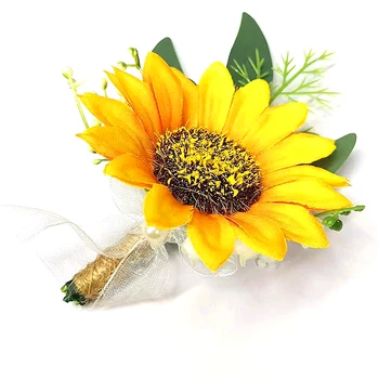 Ръчно изработени единични слънчогледови изкуствени цветя сватбени букети Холдинг букет, за сватбено парти годежно парти