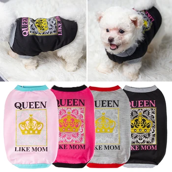 Сладка принцеса корона печат домашен любимец куче жилетка без ръкави лятна жилетка памук куче дрехи за малки кучета жилетка тениски кученце облекло