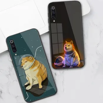 Сладък смешно куче Cheems телефон случай за Xiaomi 12 11T 10 9 Redmi бележка 11 10 10S Pro Redmi 9 9A 8 черен PC стъкло телефон капак