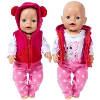Сладък топъл костюм кукла дрехи годни 17inch 43cm бебе новородено кукла дрехи